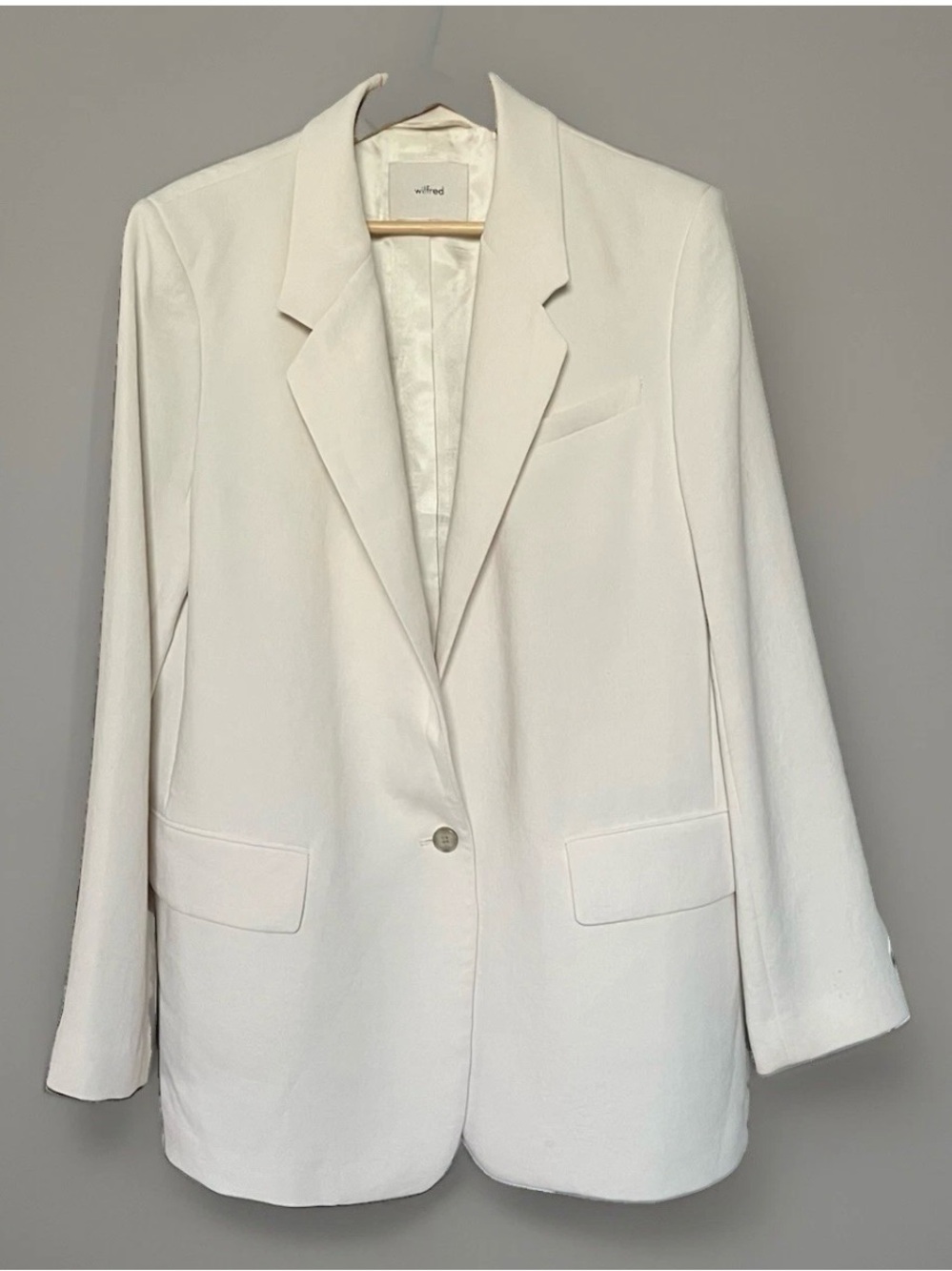 Aritzia Wilfred Generation Blazer Women’s Large Light Birch White Oversized - Picture 2 of 15